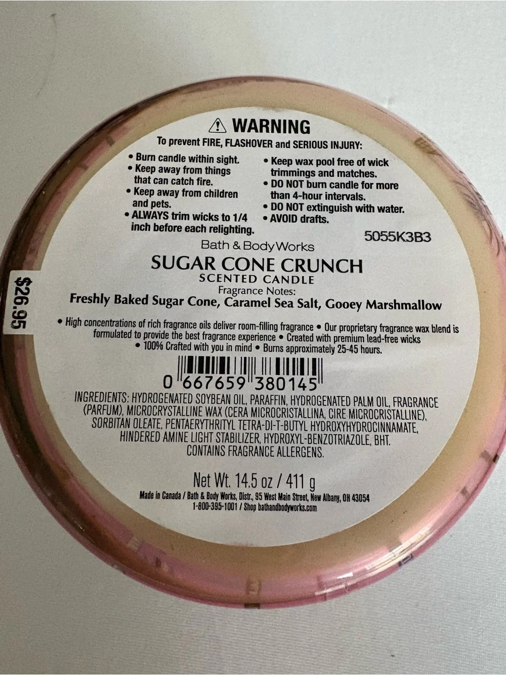 Bath & Body Works Sugar Cone Crunch Soy Wax Jar Candle 14.5 oz 3 wick NWT